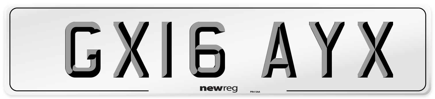 GX16 AYX Number Plate from New Reg
